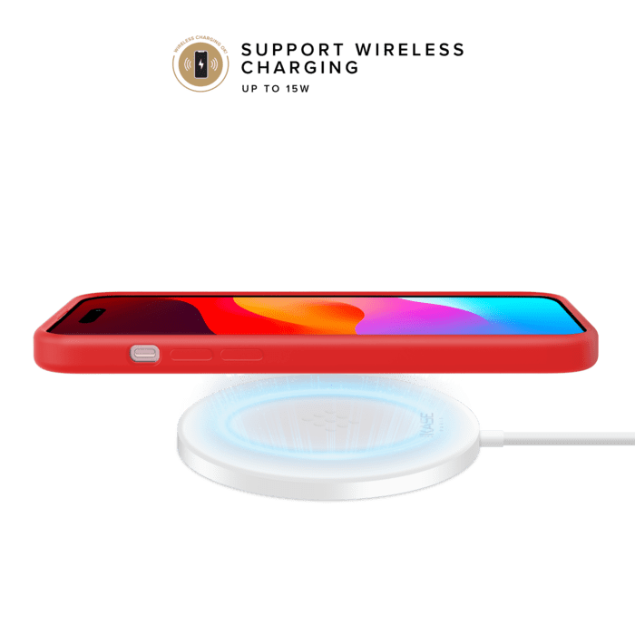 Coque antichoc en gel de silicone doux pour Apple iPhone 15, Rouge Ardent