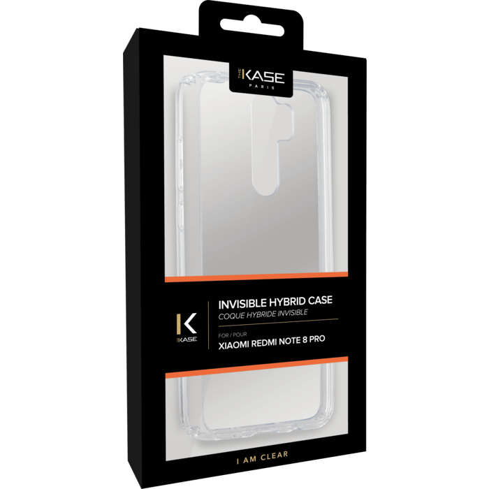 Coque hybride invisible pour Xiaomi Redmi Note 8 Pro, Transparente