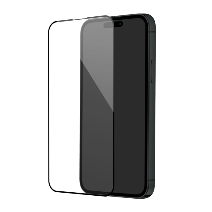 Protection d'&eacute;cran en verre tremp&eacute; (100% de surface couverte) pour Apple iPhone 15 Pro Max, Noir