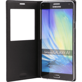 Etui à clapet avec Window View pour Samsung Galaxy A7 A700, Noir