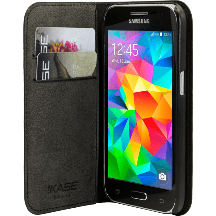 Coque clapet avec pochettes CB & stand pour Samsung Galaxy Core Prime G360, Noir