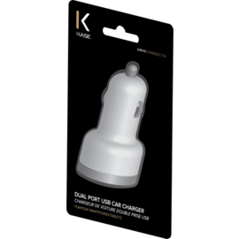 Chargeur de voiture double prise USB, Blanc