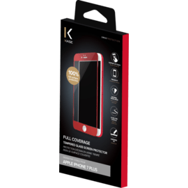 Protection d'écran en verre trempé (100% de surface couverte) pour iPhone 7 Plus, Rouge