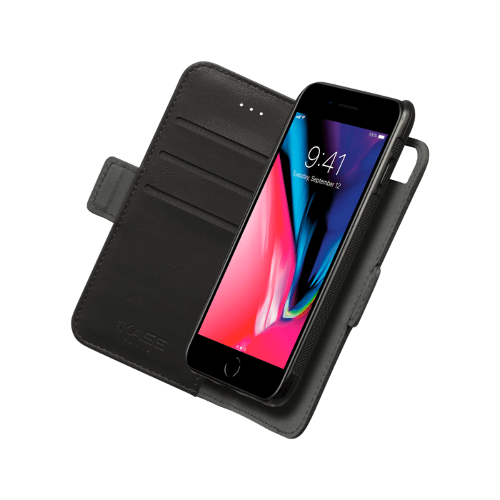 Robusto portafoglio magnetico 2 in 1 e custodia per Apple iPhone 6/6S/7/8/SE 2020/SE 2022, nero onice