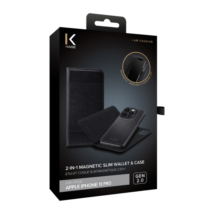 (O)&Eacute;tui et Coque slim magn&eacute;tique 2-en-1 GEN 2.0 pour Apple iPhone 13 Pro, Noir
