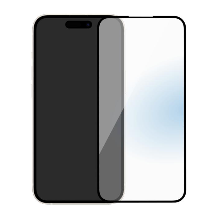 Protection d’écran antibactérienne en verre trempé ultra-résistant à bords incurvés pour Apple iPhone 15, Noir