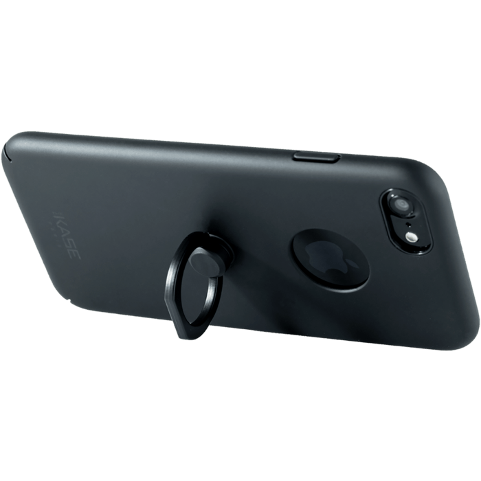 Coque Fine avec Anneau Accroche et Support pour Apple iPhone 7, Noir