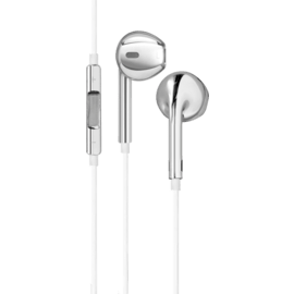 K Ecouteur avec micro et t&eacute;l&eacute;commande, Chrome Argent