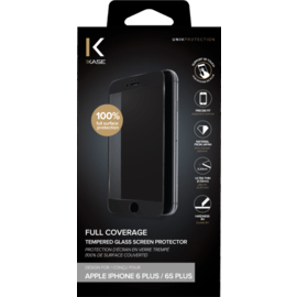 Protection d'&eacute;cran en verre tremp&eacute; (100% de surface couverte) pour iPhone 6/6s Plus, Noir