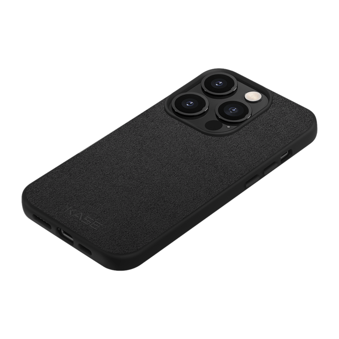 Coque en Suède Alcantara pour Apple iPhone 14 Pro, Minuit Noir