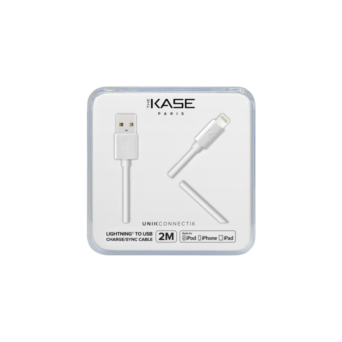 Câble Lightning certifié MFi Apple Charge/Sync (2M), Blanc Lumineux