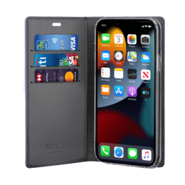 Diarycase 2.0 Coque clapet en cuir v&eacute;ritable avec support aimant&eacute; pour Apple iPhone 13, Violet Lilas