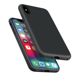 Coque antichoc en gel de silicone doux pour Apple iPhone X/XS, Noir Satin
