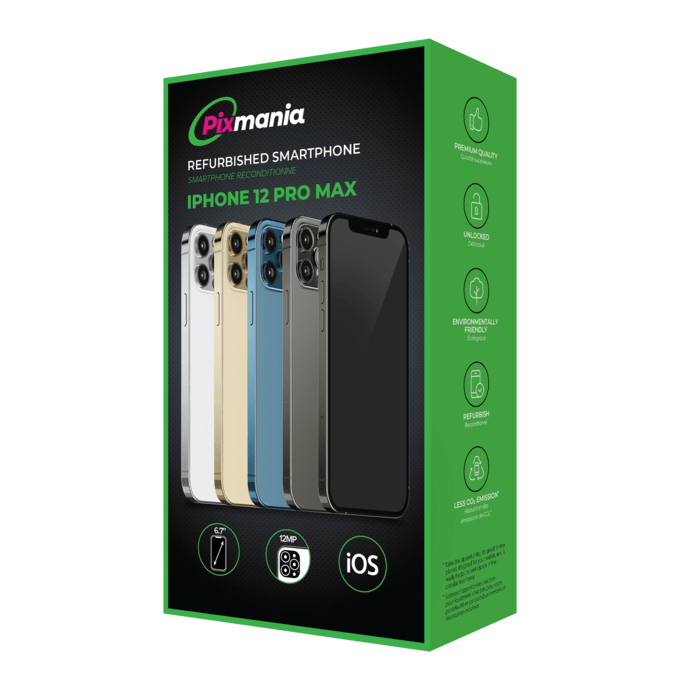 iPhone 12 Pro Max reconditionn&eacute; 128 Go, Graphite, SANS FACE ID, d&eacute;bloqu&eacute;