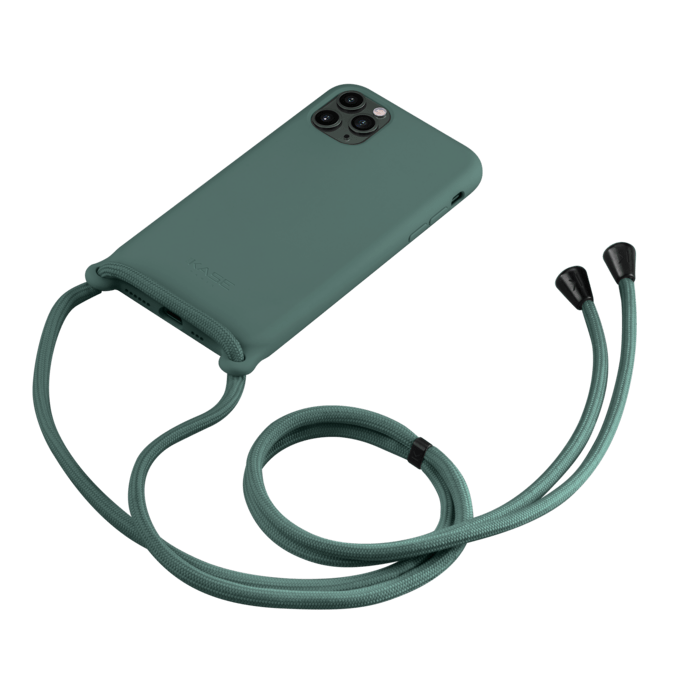 Coque en gel de silicone doux en bandouli&egrave;re pour Apple iPhone 11 Pro, Vert mousse