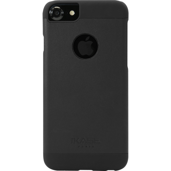 Coque en cuir véritable ultra slim pour Apple iPhone 6/6s/7, Noir Satin