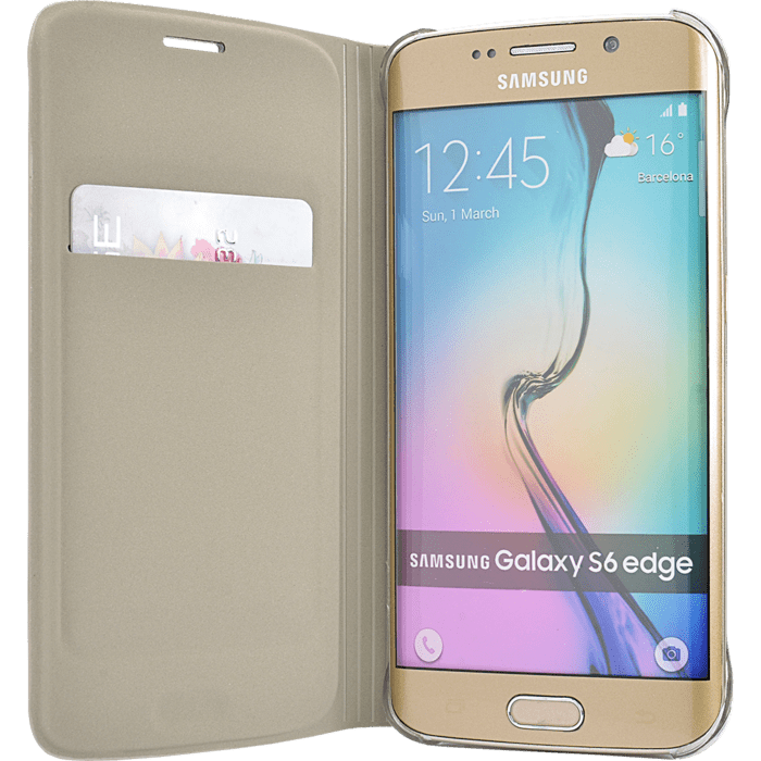 Etui à clapet pour Samsung Galaxy S6 Edge, Or Stellaire