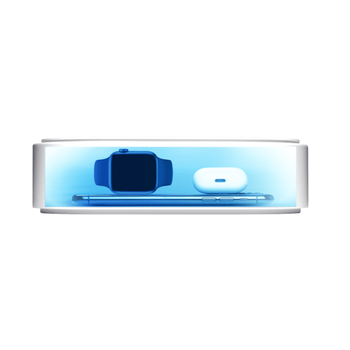 Pod Sanitiser UV-C con ricarica rapida wireless (7,5 W / 10 W), bianco