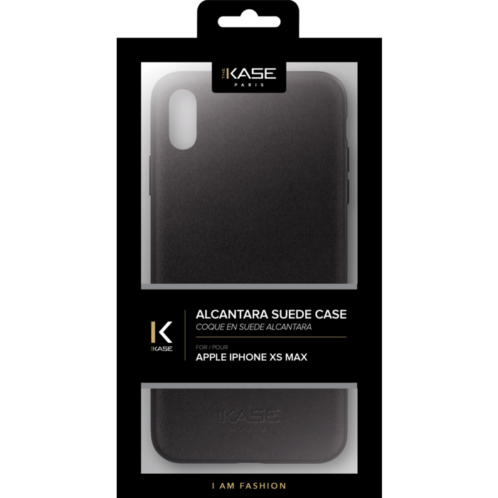 Coque en Su&egrave;de Alcantara pour Apple iPhone XS Max, Noir Minuit