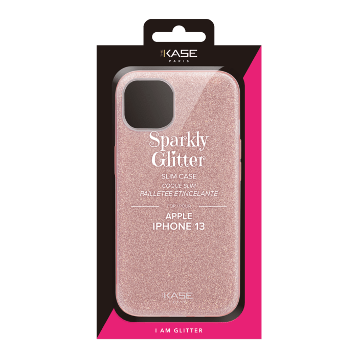 Coque slim&nbsp;paillet&eacute;e &eacute;tincelante pour Apple iPhone 13, Or Rose