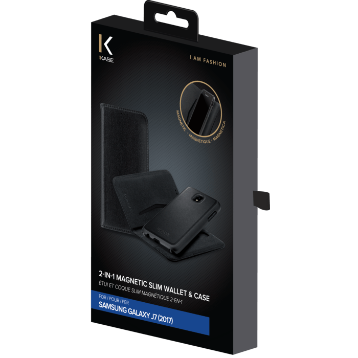 Étui et Coque slim magnétique 2-en-1 pour Samsung Galaxy Galaxy J7 (2017), Noir (v. EU/Asie - J730F/DS & J730FM/DS)