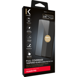 Protection d'écran en verre trempé (100% de surface couverte) pour Huawei P40, Noir
