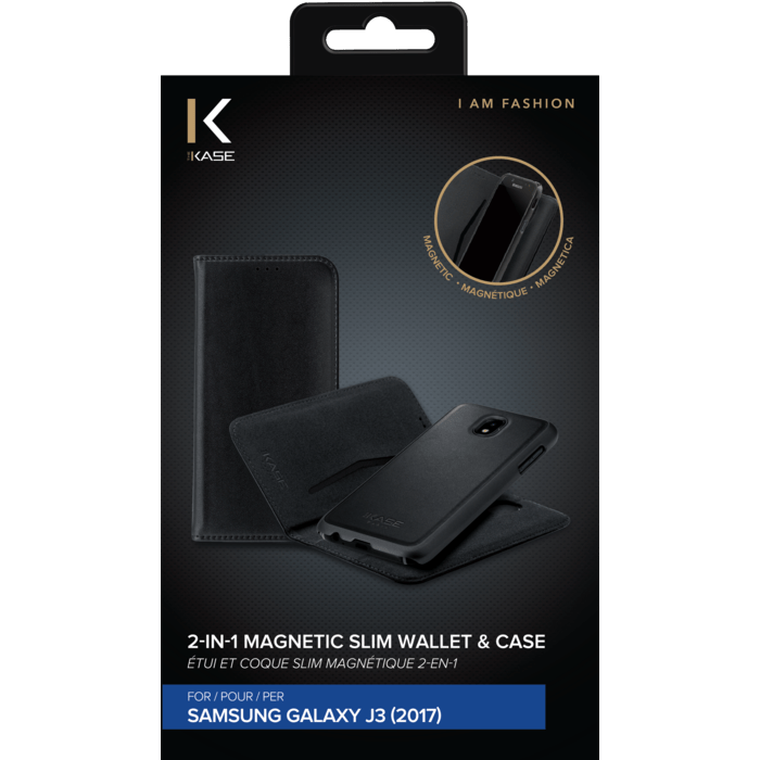 &Eacute;tui et Coque slim magn&eacute;tique 2-en-1 pour Samsung Galaxy Galaxy J3 (2017), Noir (v. EU/Asie - J330FDS & J330GDS)