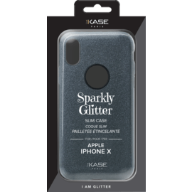 Coque slim&nbsp;paillet&eacute;e &eacute;tincelante pour Apple iPhone X, Noir