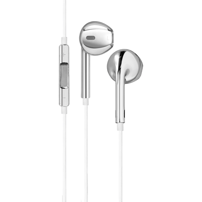 K Ecouteur avec micro et t&eacute;l&eacute;commande, Chrome Argent