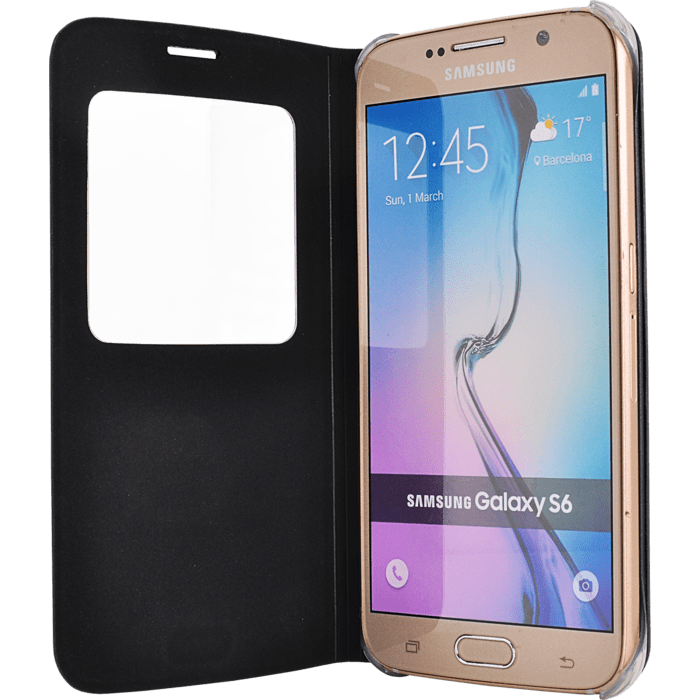 Etui &agrave; clapet avec Window View pour Samsung Galaxy S6, Noir