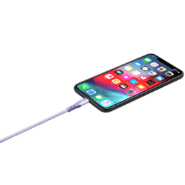 C&acirc;ble USB-C vers Lightning certifi&eacute; MFi Apple m&eacute;tallis&eacute; tress&eacute; Charge/sync (1M), Violet Lilas