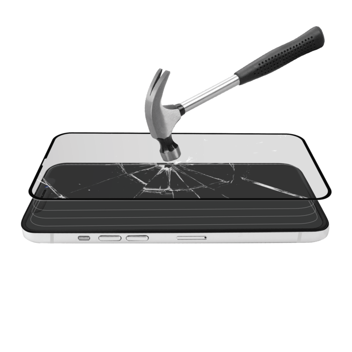 Protection d&rsquo;&eacute;cran antibact&eacute;rienne en verre tremp&eacute; ultra-r&eacute;sistant (100% de surface couverte) pour Apple iPhone 12 Pro Max, Noir