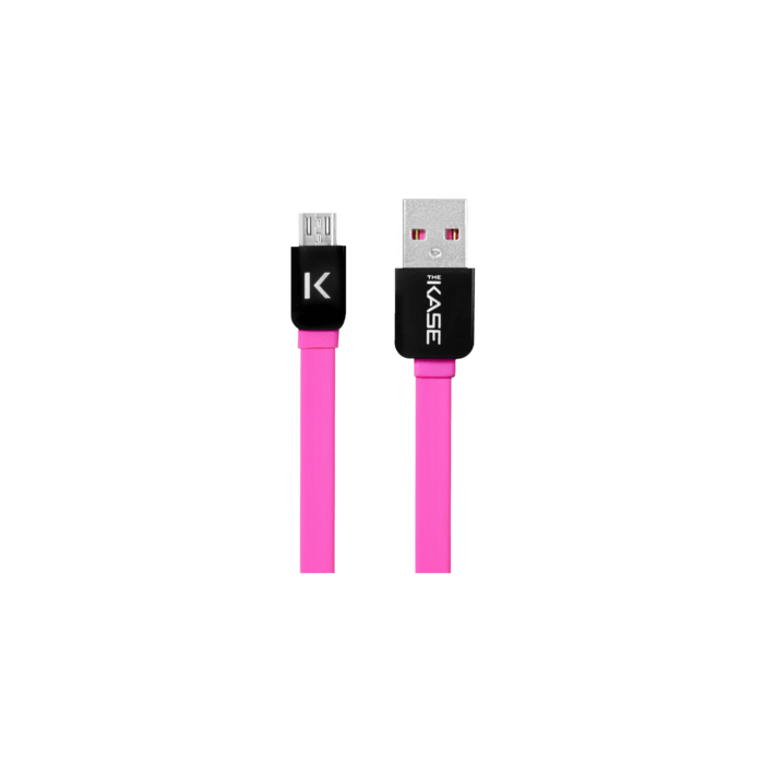 Cable plat vers Micro USB (1m) pour Android, Rose Bonbon