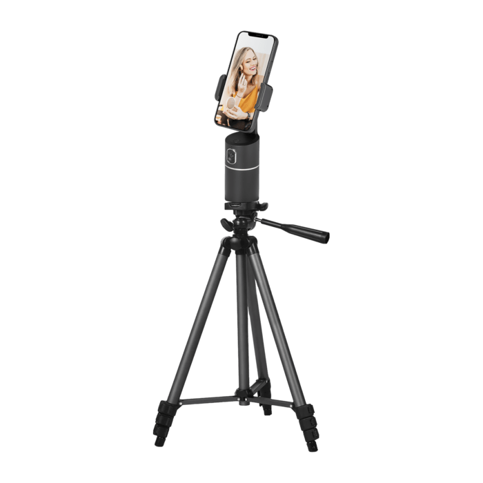 Support selfie pour smartphone avec suivi &agrave; 360&deg;, noir minuit