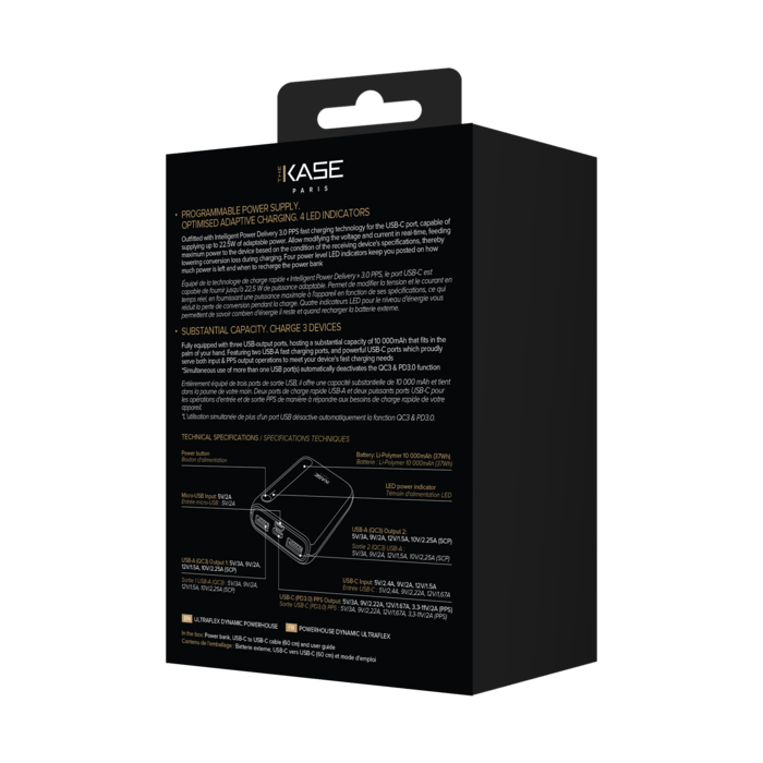 PowerHouse Dynamic UltraFlex 10 000mAh (37Wh), Minuit Noir