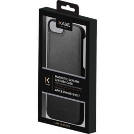 Coque magn&eacute;tique en cuir v&eacute;ritable pour Apple iPhone 6/6s/7/8/SE 2020, Noir