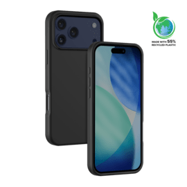 Coque antichoc en gel de silicone doux pour 55% de plastique recyclé Apple iPhone 17 Pro Max, Noir satin