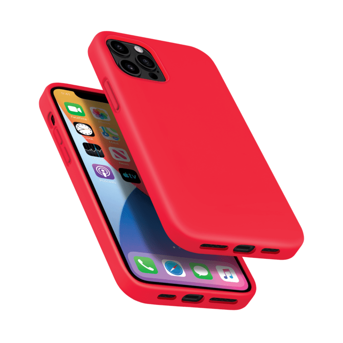 (O) Coque antichoc en gel de silicone doux pour Apple iPhone 12/12 Pro, Rouge Ardent
