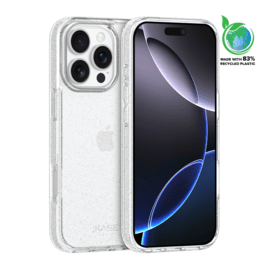 Coque hybride étincelante invisible GEN 2.0 83% de plastique recyclé pour Apple iPhone 16 Pro Max, Transparente