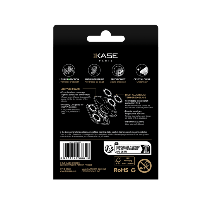 Protecteur d'objectif d'appareil photo en cristal acrylique pour Apple iPhone14 Pro/14 Pro Max, transparent