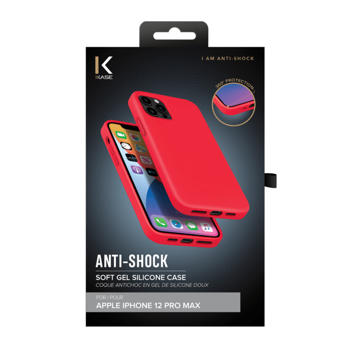 (O) Coque antichoc en gel de silicone doux pour Apple iPhone 12 Pro Max, Rouge Ardent