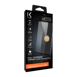 Protection d'&eacute;cran en verre tremp&eacute; (100% de surface couverte) pour Xiaomi Redmi Note 9 Pro, Noir