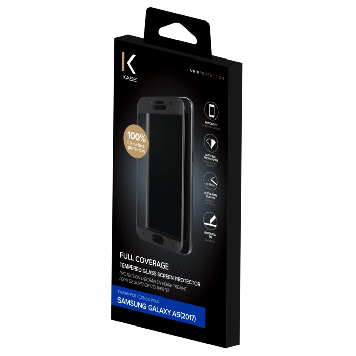 Protection d'&eacute;cran en verre tremp&eacute; (100% de surface couverte) pour Samsung Galaxy A5 (2017), Noir