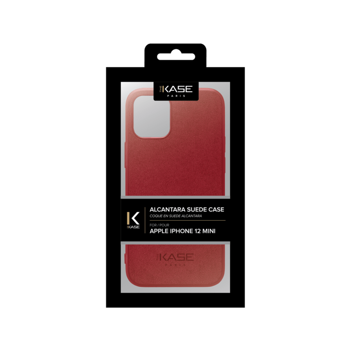 Coque en Su&egrave;de Alcantara pour Apple iPhone 12 mini, Rouge rubis