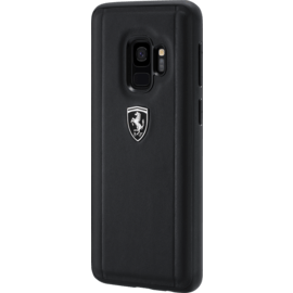 Ferrari Heritage Portofino Coque en cuir véritable pour Samsung Galaxy S9, Noir