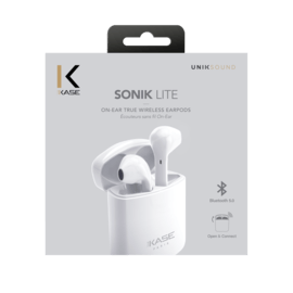 &Eacute;couteurs sans fil Sonik Lite On-Ear avec bo&icirc;tier de chargement, Blanc brilliant