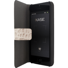 Coque Guess pour Apple iPhone 5/5s//SE, super slim folio, croco Beige