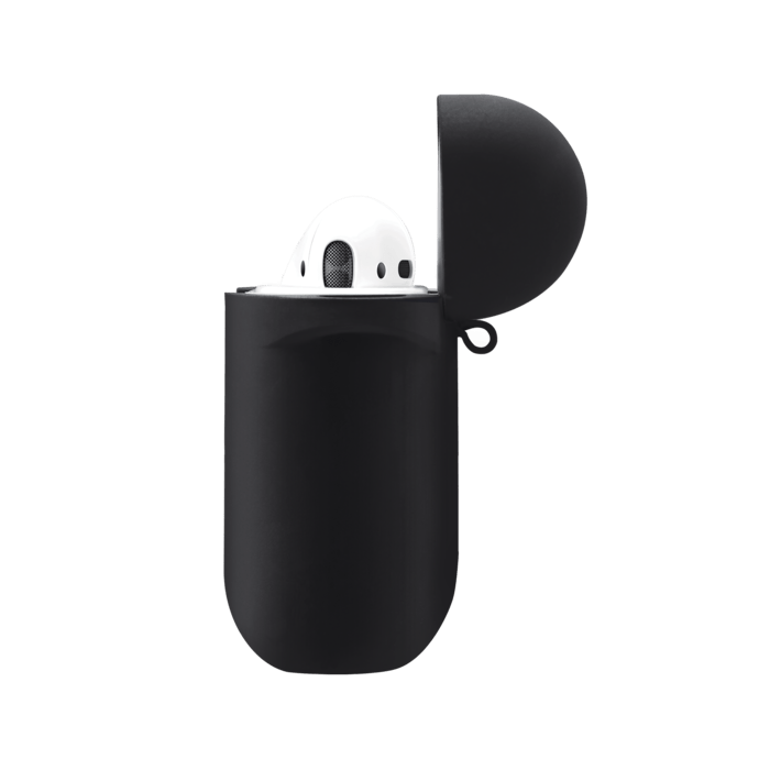 Soft Gel silicone case for Apple AirPods compatible with wireless charging, Satin Black