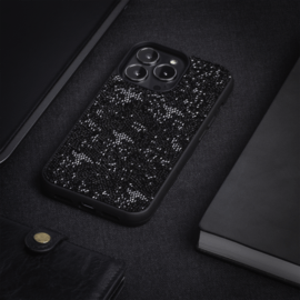 Coque Bling Strass pour Apple iPhone 14 Pro, Minuit Noir