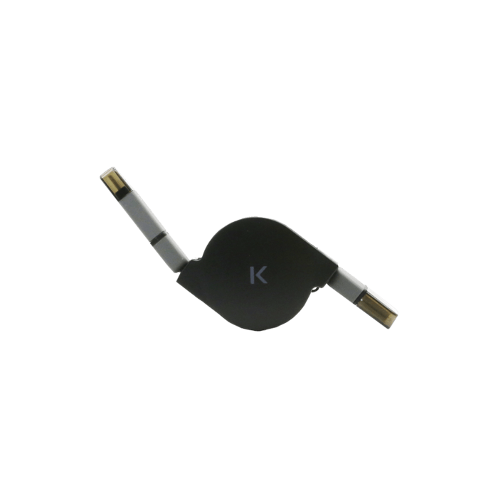 Câble rétractable 2-en-1 Lightning & Micro USB, Noir